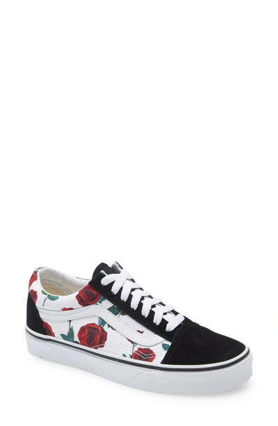 Vans Old Skool Sneaker In Red Roses True White