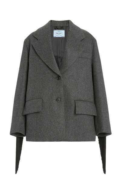 Prada Oversized Single-breasted Wool Jacket In Grey