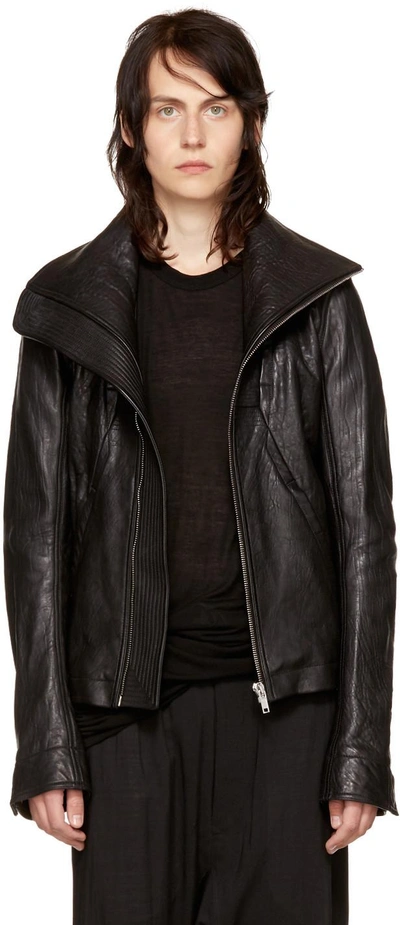 ジャケット・アウター RickOwens highneck geo leather jkt 46 Rick Owens Black Leather Geo Jacket | ModeSens