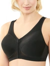 Glamorise Magiclift Front-close Posture Back Wire-free Bra In Black