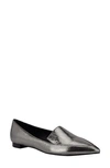 Nine West 'abay' Pointy Toe Loafer In Pewter Metallic Snake