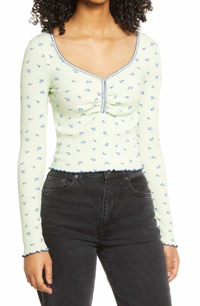 Bdg Urban Outfitters Ditsy Pointelle Top In Green