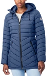 Bernardo Bernado Packable Ecoplume™ Hooded Walker Coat In Soft Blue