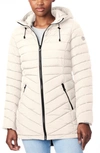 Bernardo Bernado Packable Ecoplume(tm) Hooded Walker Coat In Alabaster