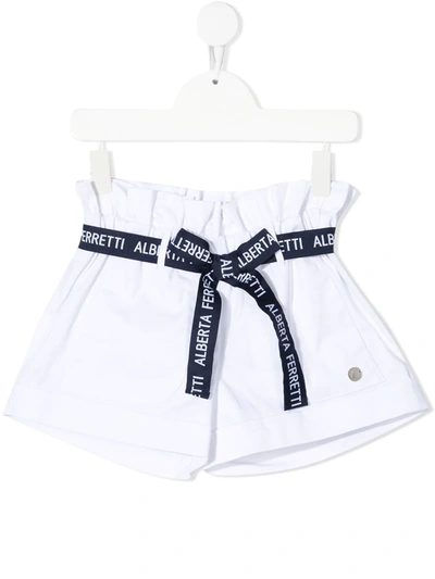 Alberta Ferretti Teen Paperbag Waist Stretch-cotton Shorts In White