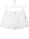 Alberta Ferretti Teen Denim Mini Shorts In White