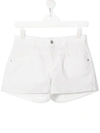 Alberta Ferretti Babies' Teen Denim Mini Shorts In Off White