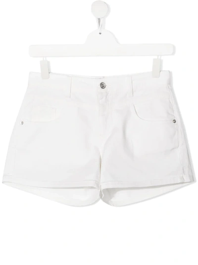 Alberta Ferretti Teen Denim Mini Shorts In White