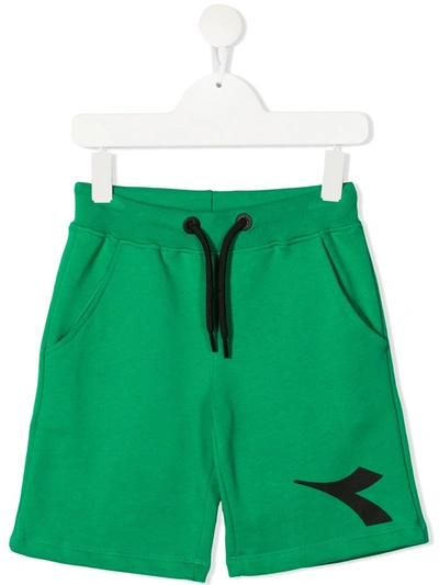 Diadora Junior Teen Logo-print Cotton Shorts In Green
