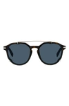 Dior Blacksuit 56mm Round Sunglasses In Dark Havana / Blue