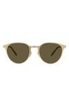 Dior Essential 50mm Round Sunglasses In Matte Light Gold/ Smoke Mirror