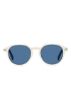 Dior Blacksuit 51mm Round Sunglasses In Ivory / Blue