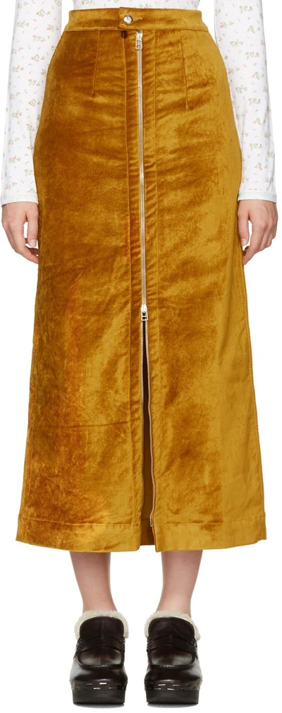 Eckhaus Latta Gold Velvet Zip Front Skirt