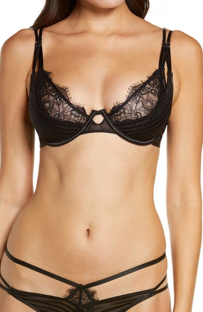 Ann Summers Ruthless Lace & Mesh Underwire Bra In Black