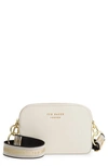Ted Baker Amerrah Branded Strap Leather Crossbody Bag In Ivory