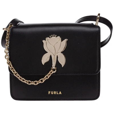Furla Women's Leather Shoulder Bag Tuberosa Mini In Black