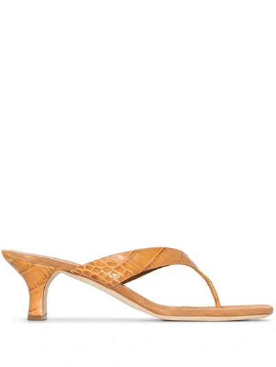 Paris Texas Portofino Thong Mules In Dark Beige