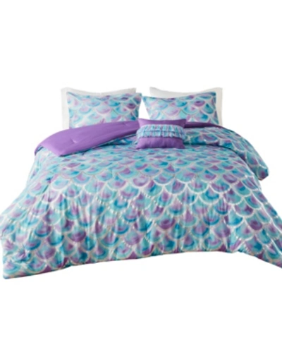 Mi Zone Closeout!  Pearl Full/queen Metallic Printed Reversible Comforter, Set Of 4 In Teal - Purple