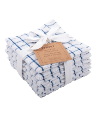 Kaf Home Checkered Terry Dishcloth, Set Of 6 In Blue