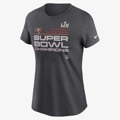 Nike Women's Anthracite Tampa Bay Buccaneers Super Bowl Lv Champions Locker Room Trophy Collection T-shir