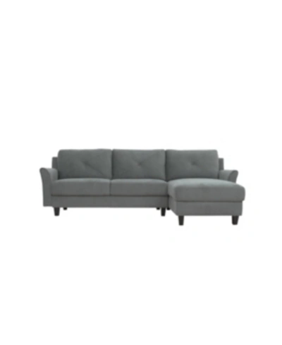 Lifestyle Solutions Harvard 3 Seat Sectional Sofa Upholstered Microfiber Fabric Curved Arms In Dark Gray