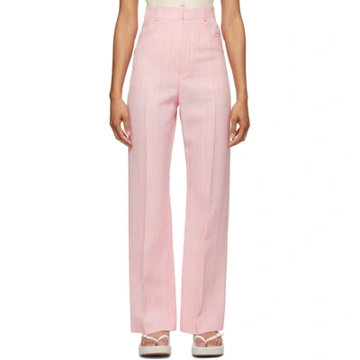 Jacquemus Women's Sauge Silk-blend Straight-leg Trousers In Pink