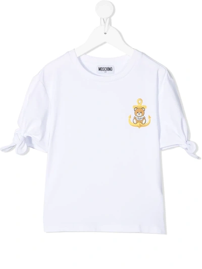 Moschino Kids' Teddy Bear-print Cotton T-shirt In White