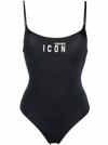 Dsquared2 Logo-print Stretch-design One-piece In Black