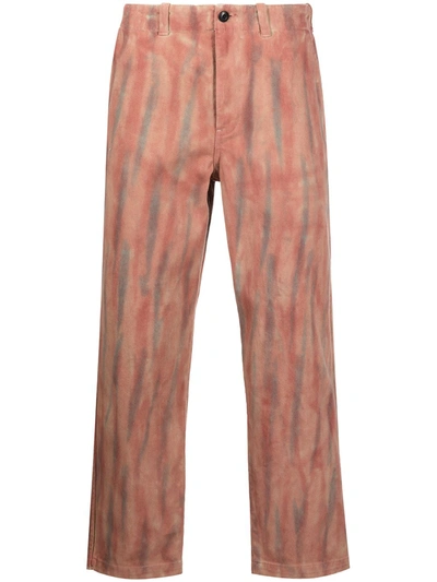 Stussy Dye-print Straight-leg Trousers In Rot