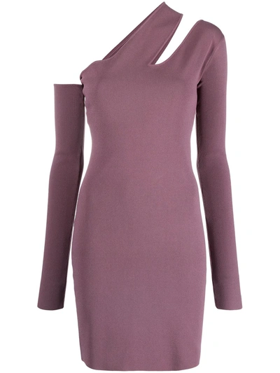 Nanushka Shani Mauve Cut-out Stretch-knit Mini Dress In Purple