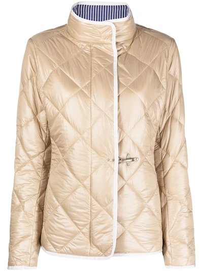 Fay Quilted Cotton Puffer Jacket In Neutrals