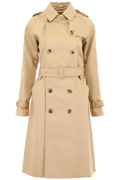 A.p.c. Double-breasted Greta Trench Coat In Beige In Nude & Neutrals
