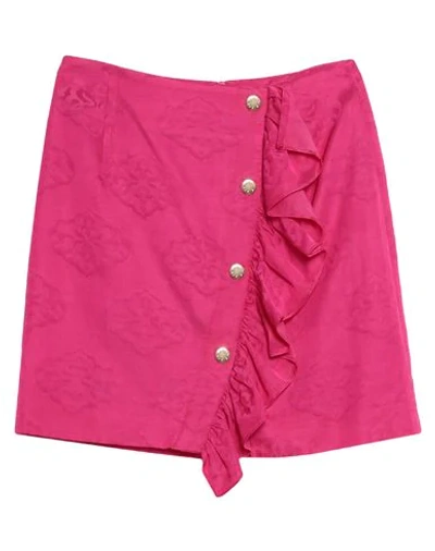 Sandro Hanya Embellished Ruffled Jacquard Mini Skirt In Fuchsia