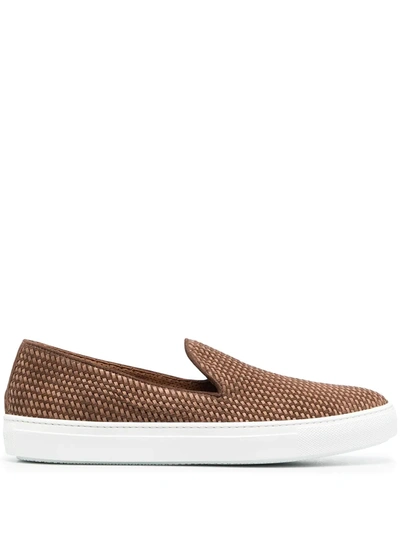 Fratelli Rossetti Woven Leather Sneakers In Brown