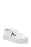 Prada Wheel Nylon Platform Sneakers In White