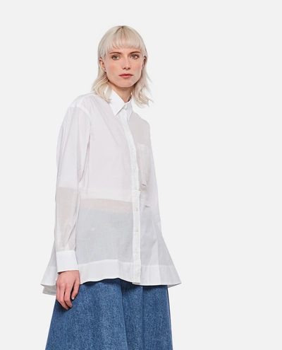 Jw Anderson Flare Hem Panel Cotton Shirt In White