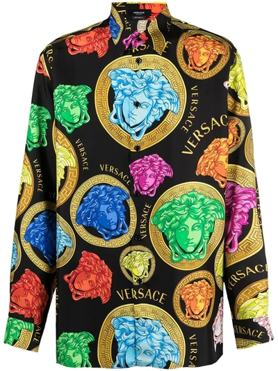 Versace Medusa Amplified Print Shirt In Multicolour