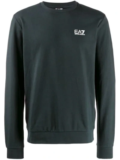 Ea7 Printed Logo Sweatshirt In Blue