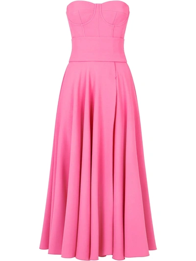 Dolce & Gabbana Strapless Cady Midi Flare Cocktail Dress In Pink