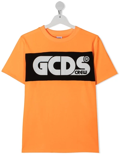 Gcds Teen Logo-print T-shirt In Orange