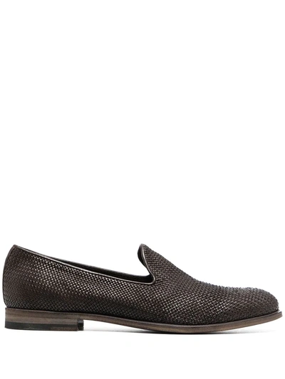 Fratelli Rossetti Woven Leather Loafers In Brown