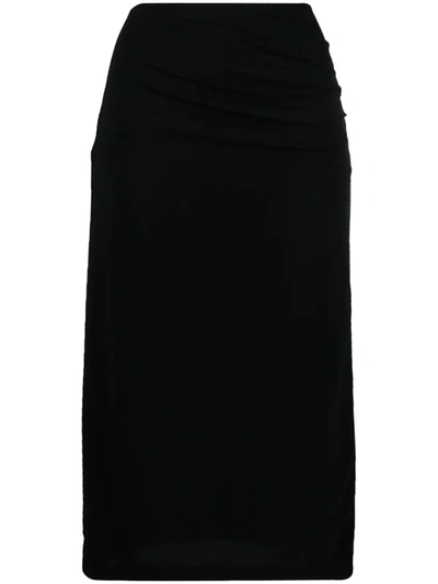 Helmut Lang Twist Ruched Detail Skirt In Black