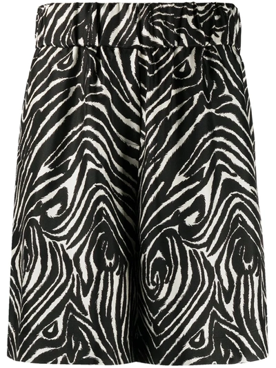 Alberto Biani Zebra-print Silk Shorts In Black