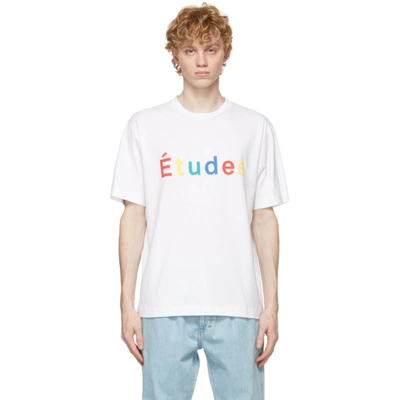 Etudes Studio Cotton T-shirt With Multicolor Logo Print In White