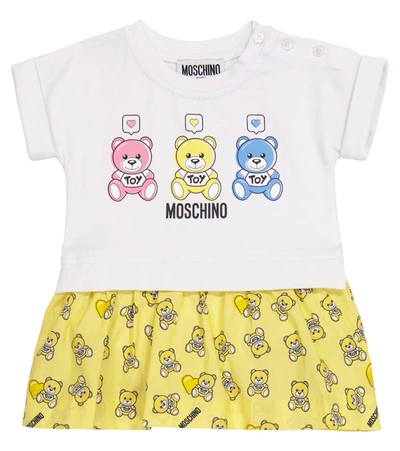 Moschino Baby Stretch-cotton Dress In Yellow
