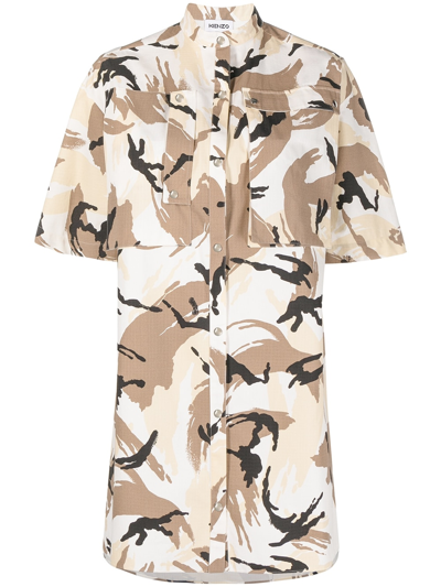 Kenzo Abstract-print Shirt Dress In Multicolour
