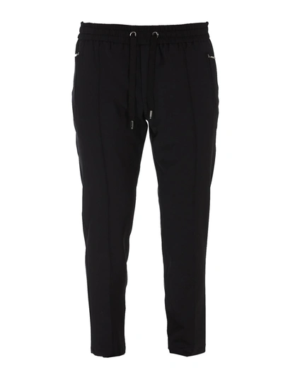 Dolce & Gabbana Stretch Wool Tracksuit Bottoms In Black