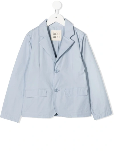 Douuod Kids' Single-breasted Cotton Blazer In Light Blue