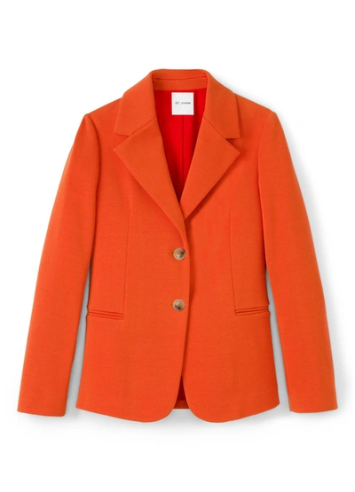 St John Notch Collar Milano Knit Jacket In Burnt Orange
