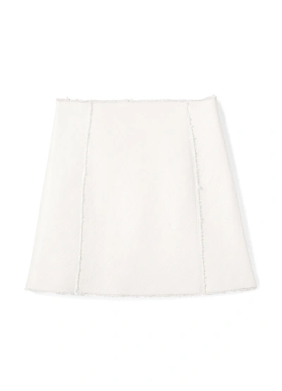St John St. John Collection Leather & Tweed Bonded Miniskirt In White